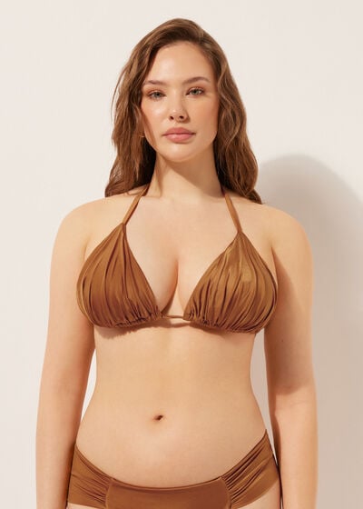 Triangel-Bikinioberteil mit herausnehmbaren Polstern Shiny Satin