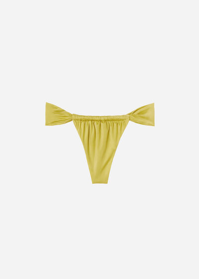 Narrow Tie Brazilian Bikini Bottoms Shiny Satin