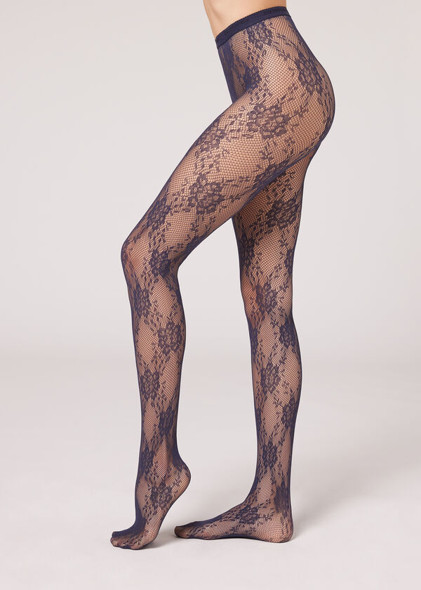 Floral Pattern Fishnet Tights - Calzedonia