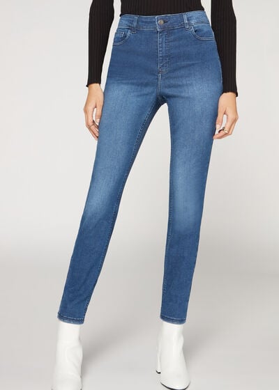 Superskinny jeans med hög midja Super Flex Denim