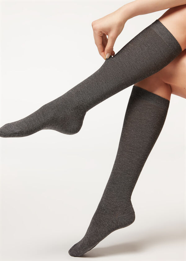 Calcetines Largos Tupidos con Cashmere y Glitter