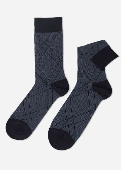Pánske krátke ponožky z mercerovanej bavlny s klasickým vzorom