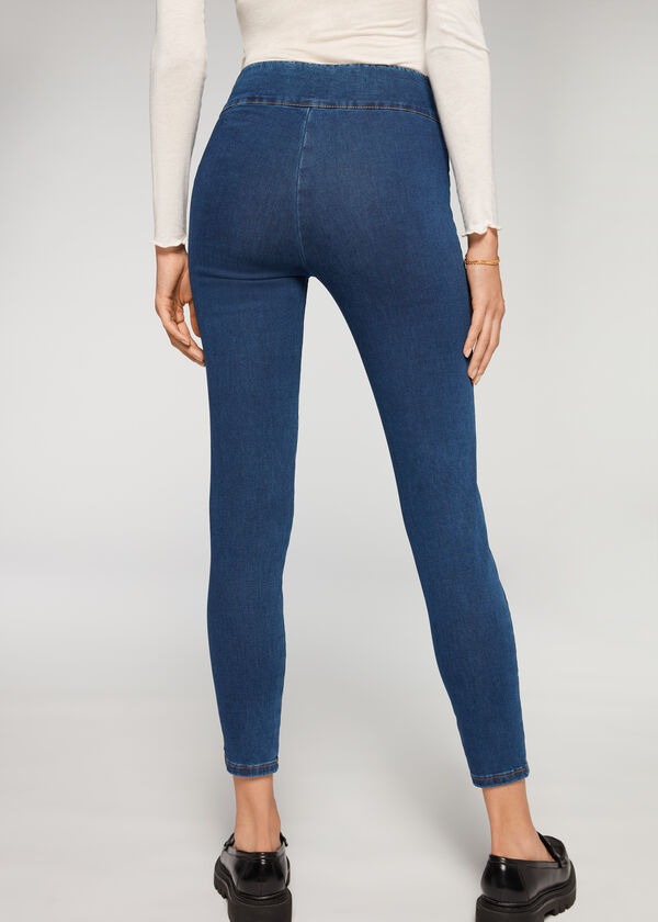 Leggings in Denim Skinny a Vita Alta
