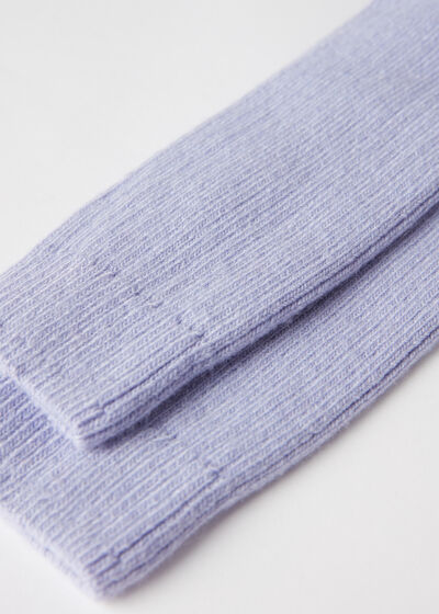 Kurze Socken in Rippe mit Wolle und Kaschmir