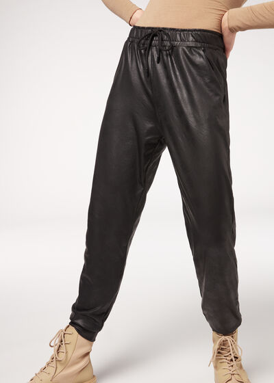 Leather Effect Thermal Joggers