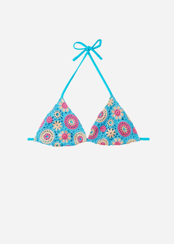Crochet Slide Triangle Bikini Top Capri