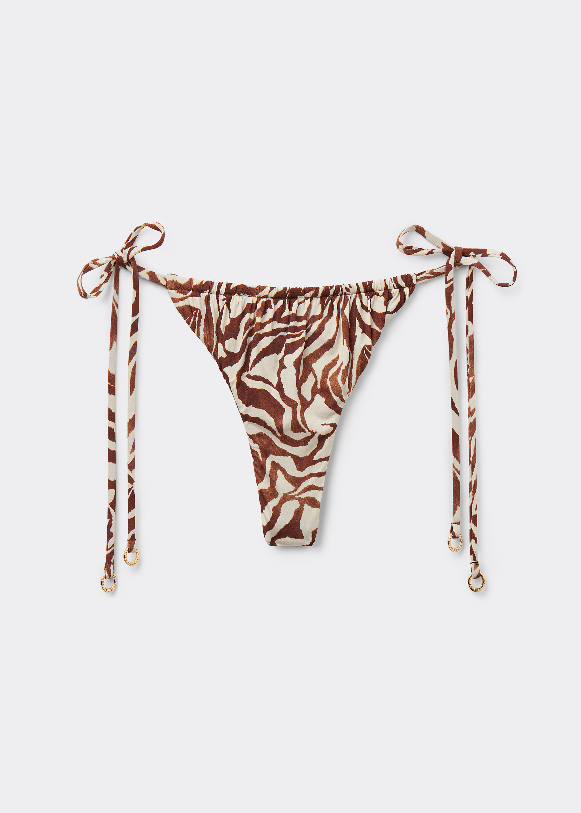 Thong Bikini Bottoms Brown Zebra