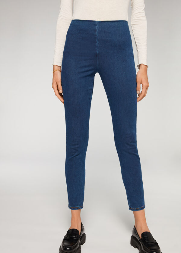 Leggings de Denim Skinny de Cintura Alta