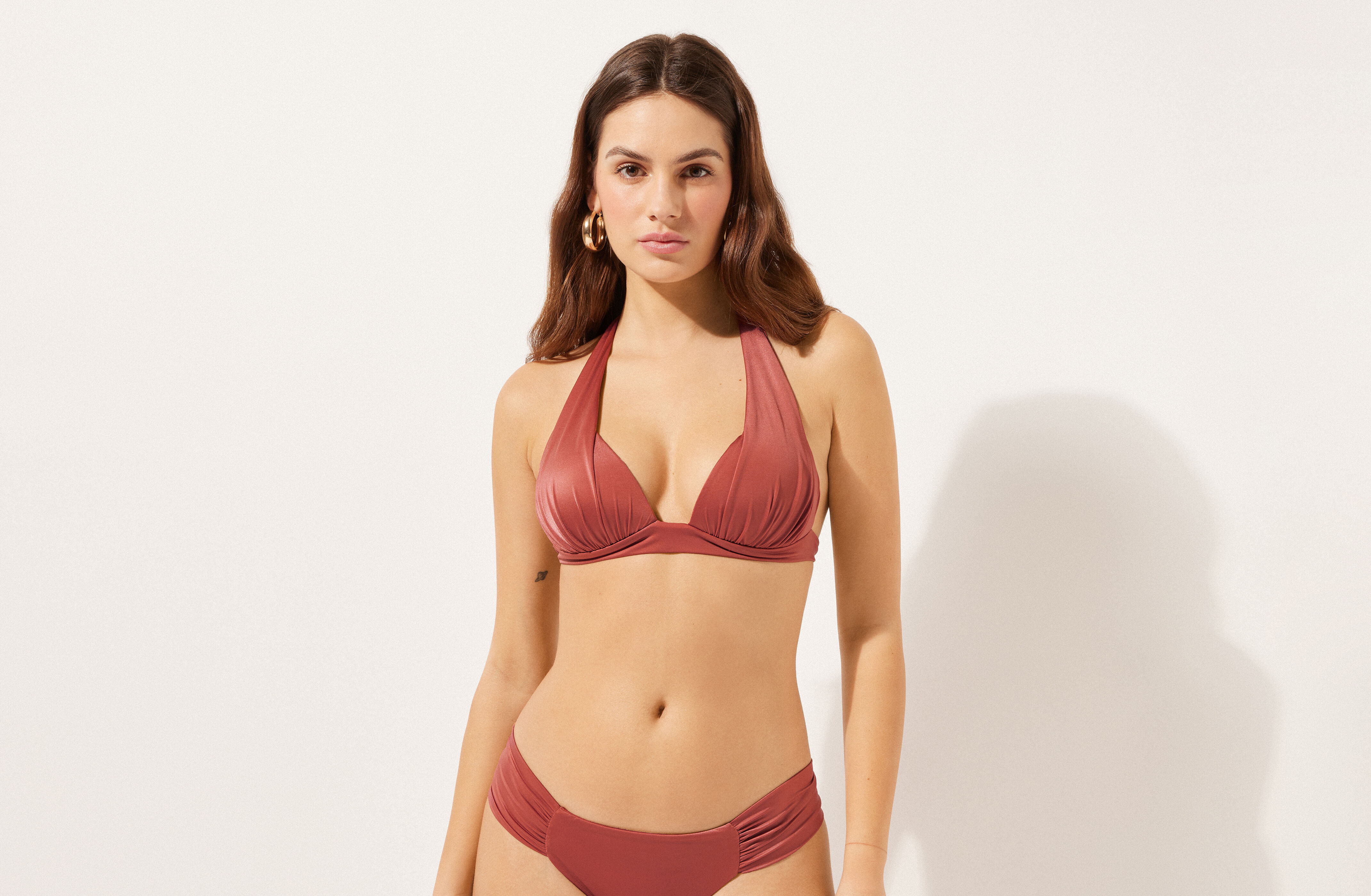 Triangel-Bikinioberteil mit abgestufter Wattierung Shiny Satin