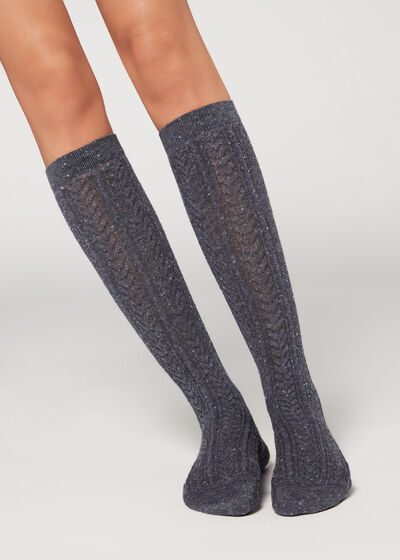 Slub Cotton Long Socks