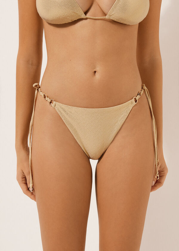 Бразильяно на Тонких Завязках Низ Купальника Gold Waves