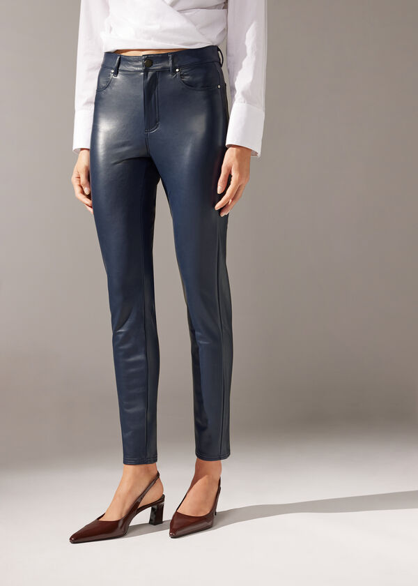 Thermal Leather-Look Leggings