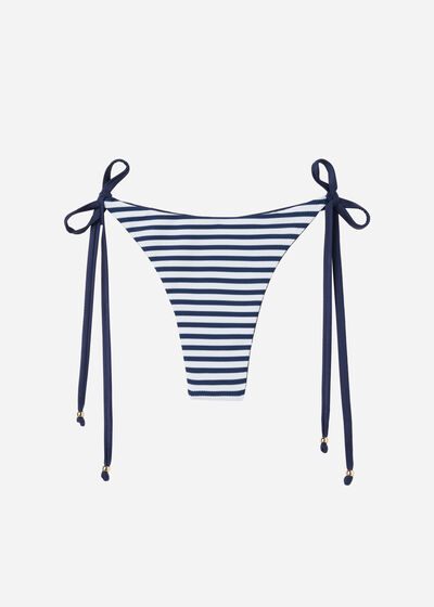 Adjustable Thong Bikini Bottoms Nautical Stripes