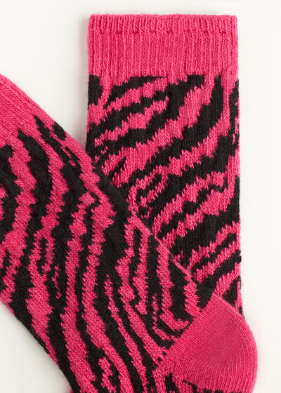 Animal Print Cashmere Short Socks