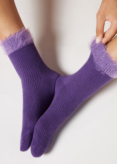 Kurze Socken mit Cashmere und weichem Rand