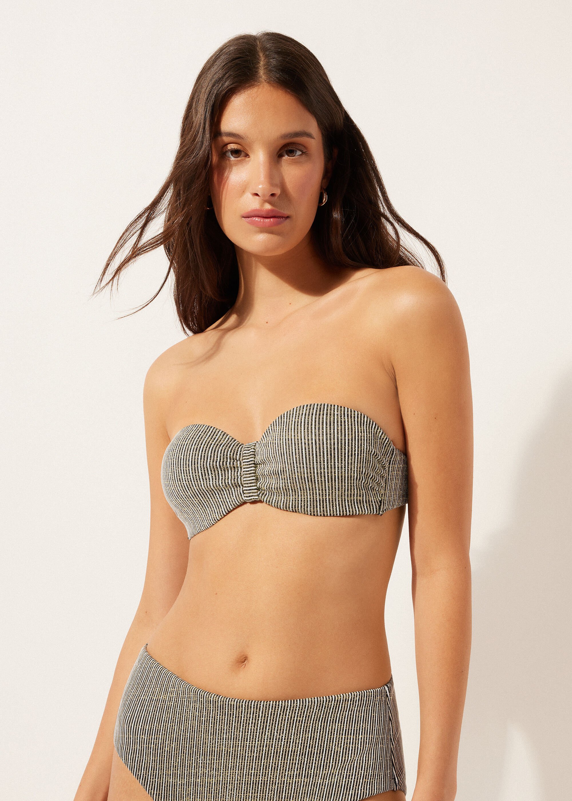 Pánt Nélküli Bikini Felső Golden Stripes