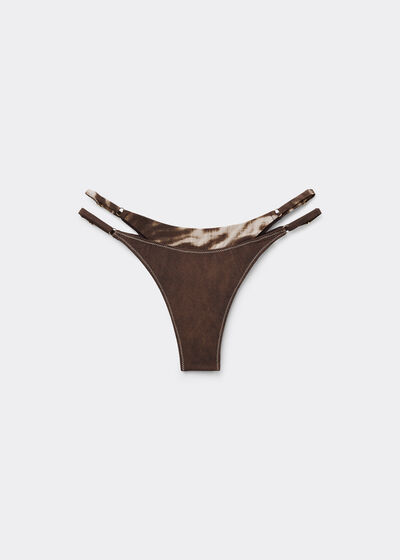 Brazilian Bikini Bottoms Brown Suede