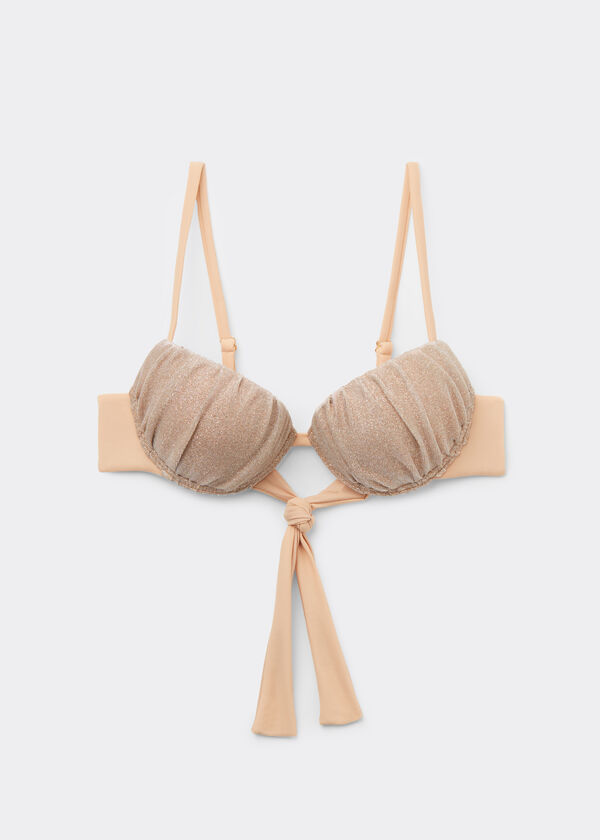 Padded Push-Up Bikini Top Golden Glitter