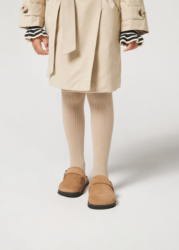 Girls Narrow Rib Cotton Tights