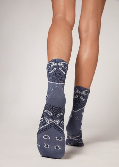 Bandana-Patterned Short Socks