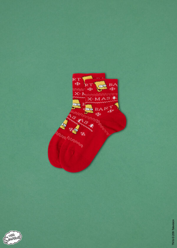 Krátké dětské vánoční protiskluzové ponožky se Simpsonovými