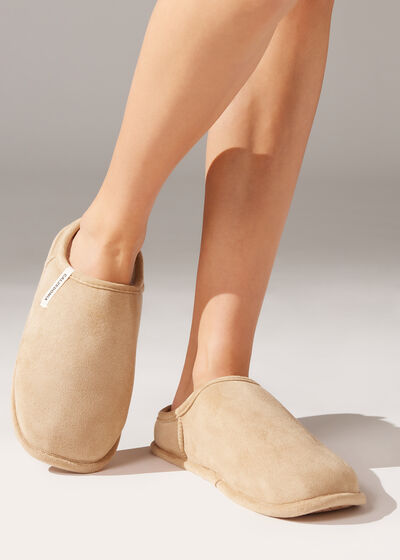 Suede-Effect Slippers