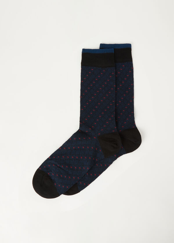 Krátké pánské ponožky s žakárovým károvaným vzorem