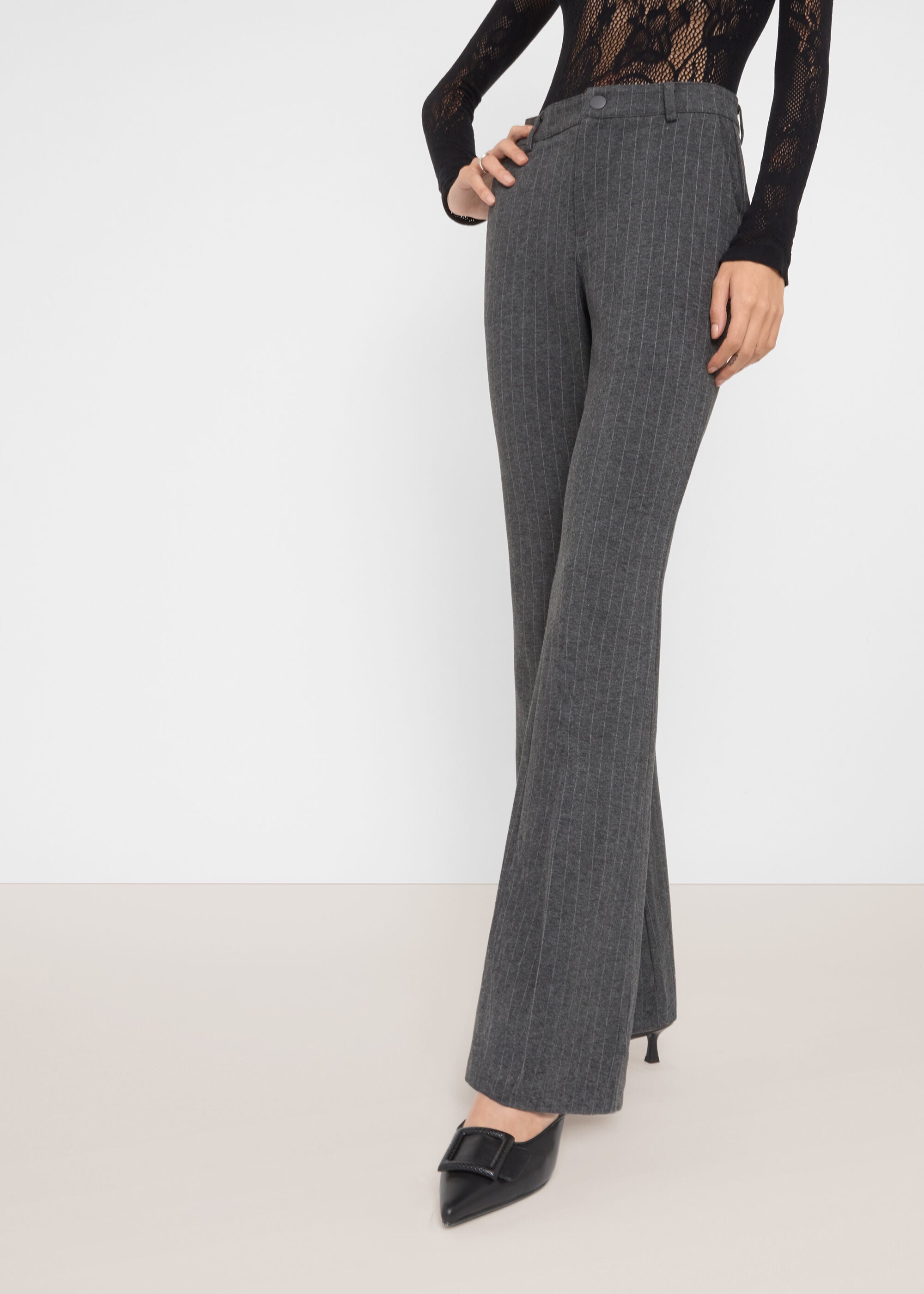 Pantaloni Flare Soft Touch Gessato