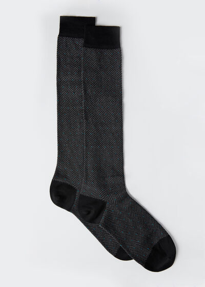 Calcetines Largos Estampado Geométrico de Hombre