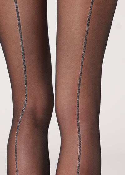 Sheer 30 Denier Tights with Back Glitter Line
