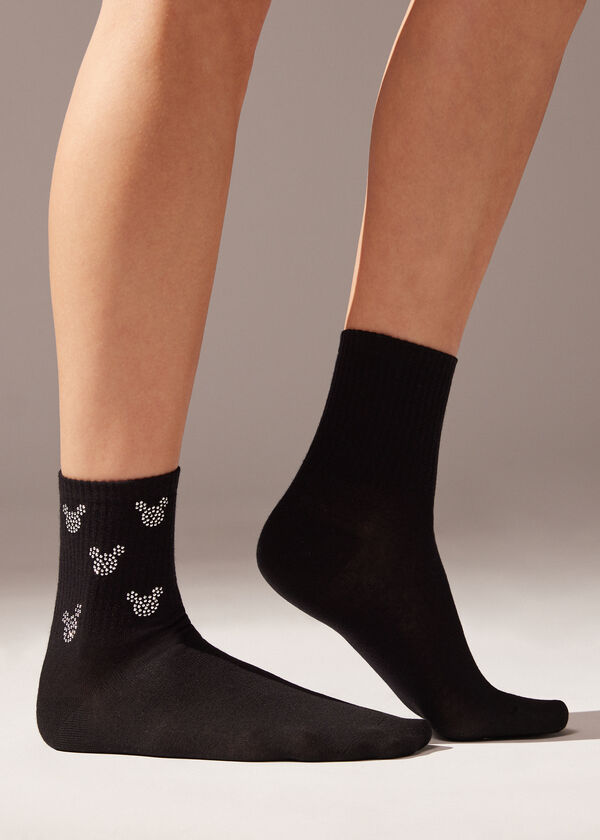 Kratke čarape s apliciranim sitnim zakovicama Minnie Disney