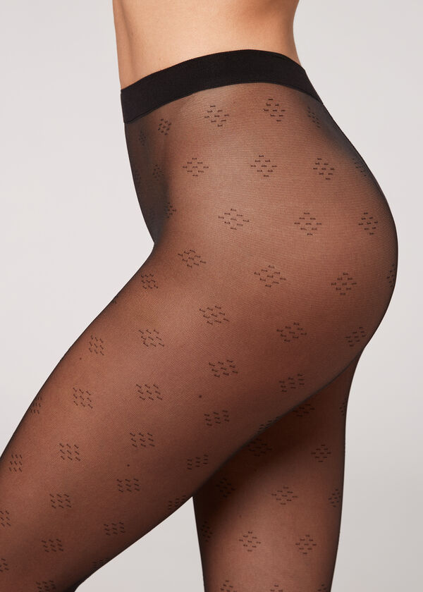 Transparente Strumpfhose 30 Denier mit Rauten