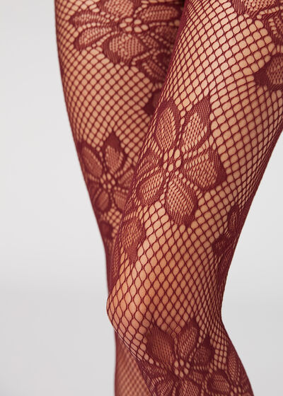 Large Flower Pattern Fishnet Tights