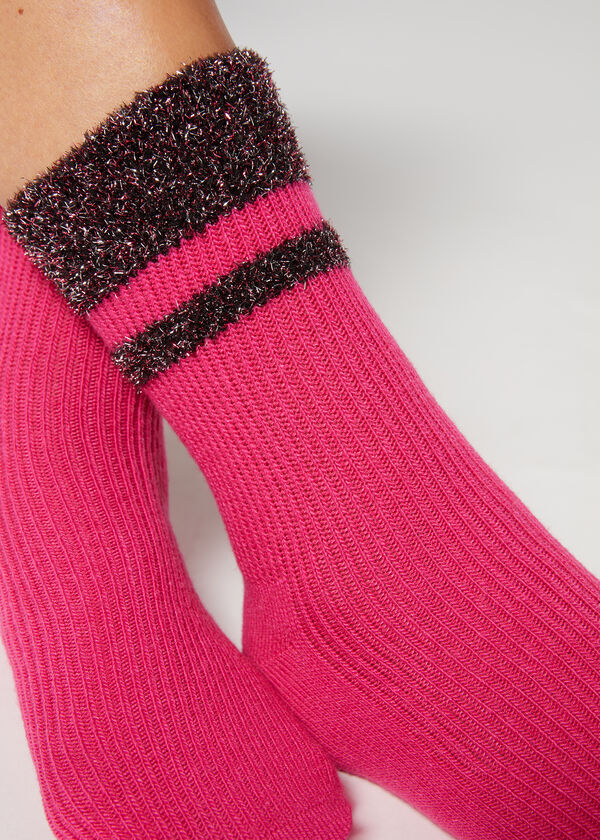 Glitter Trim Cashmere Short Socks