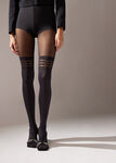 Longuette Effect Tights with Rhinestones