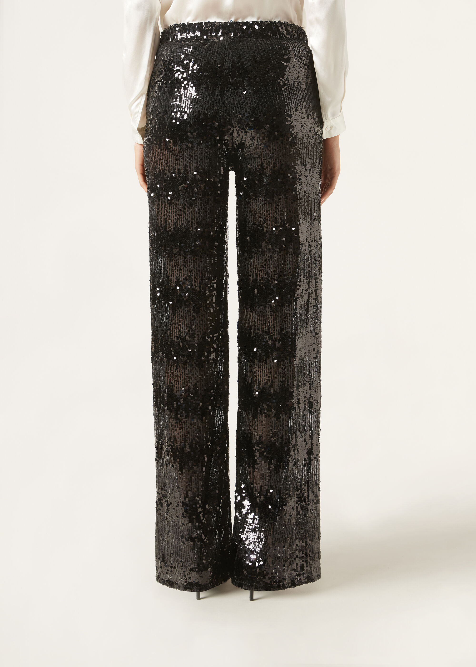 Occasion Black Palazzo Sequin Trousers main image 0
