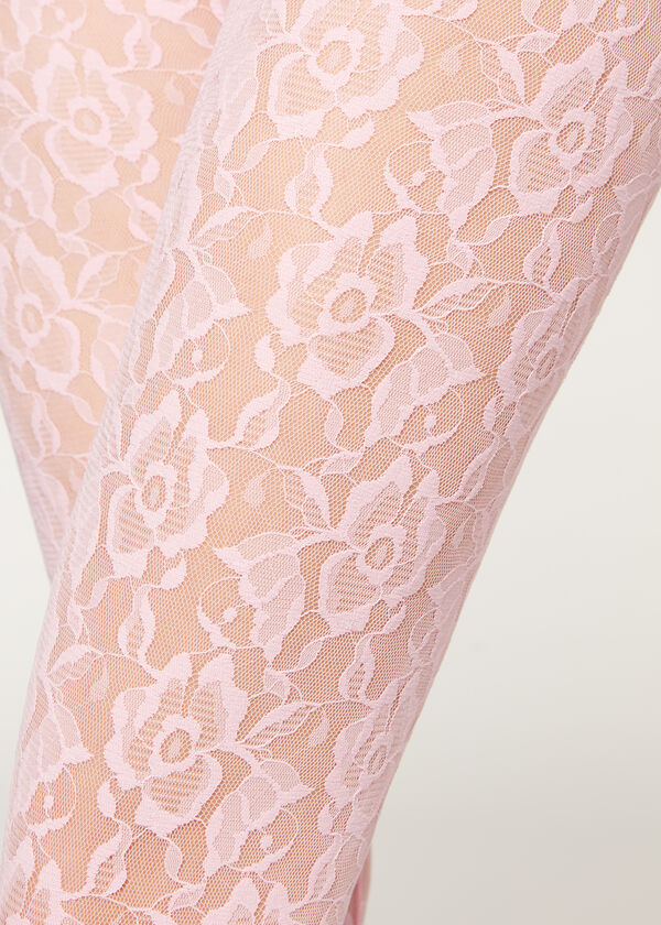 Colored Floral Lace Tights