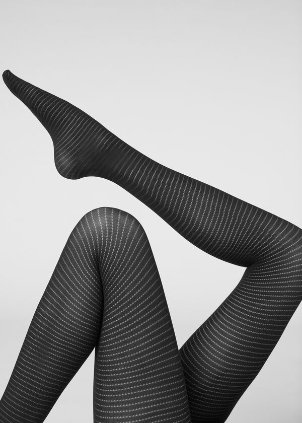 Striped opaque tights