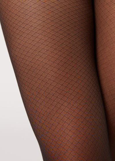 Transparente Strumpfhose 30 Denier mit Mini-Rautenmuster