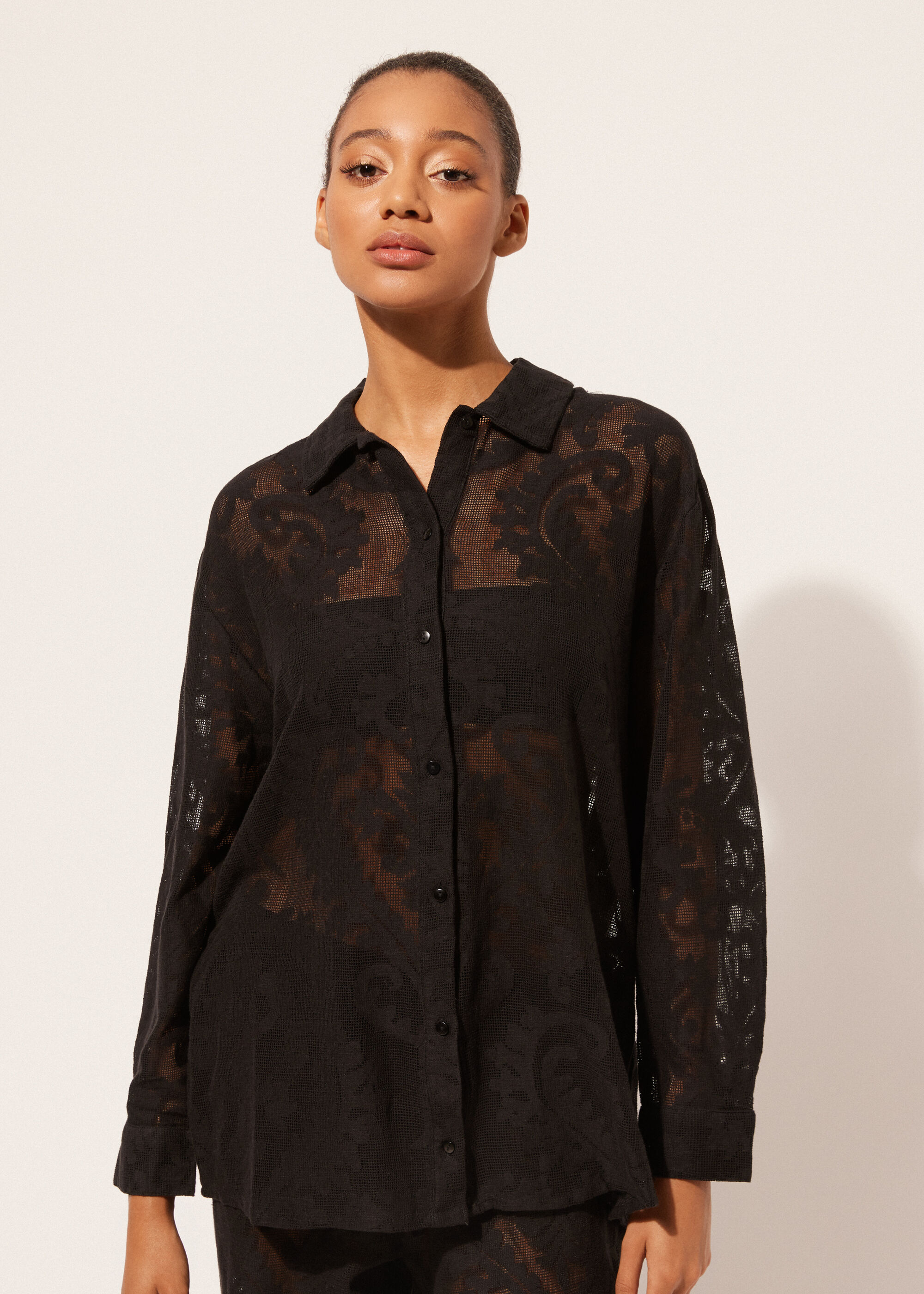 Embroidered Mesh Shirt