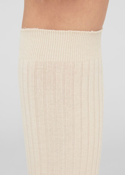 Ribbed Cashmere Long Socks