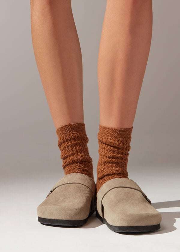 Woven Short Socks with Cashmere