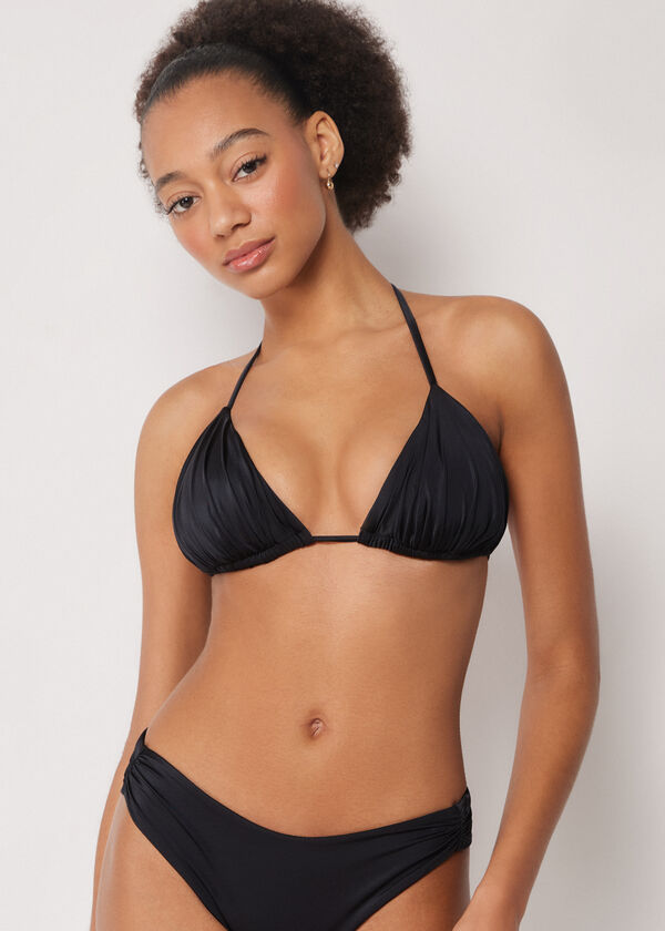 Triangle Bikini Top Shiny Satin