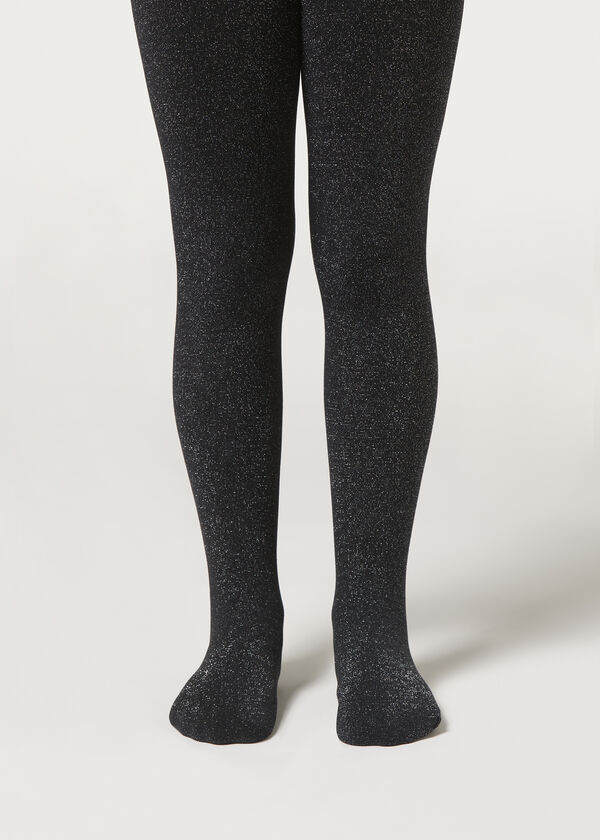 Girls' Thermal Tights with Glitter