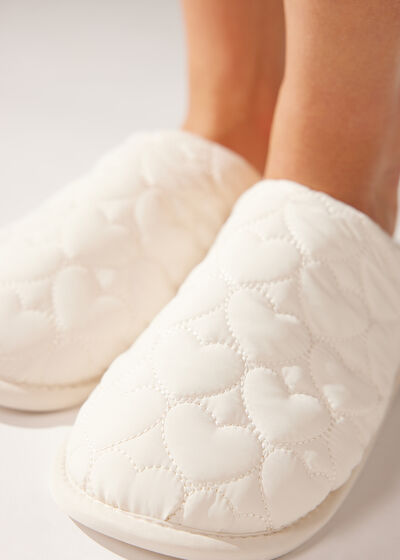 Heart-Patterned Soft Fabric Slippers