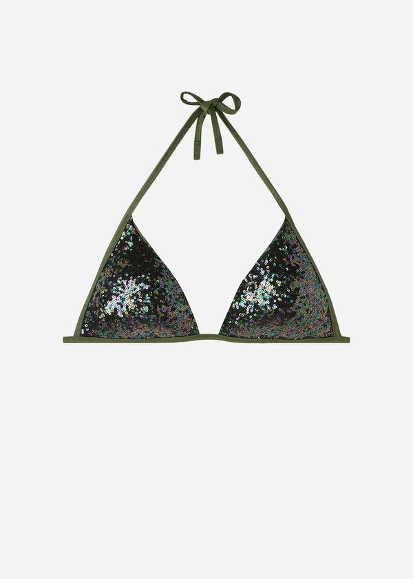 Graduated Padded Triangle Swimsuit Top Glowing Surface