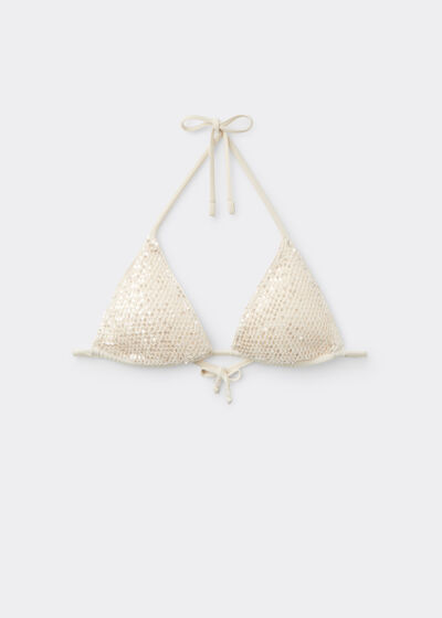 Triangle Bikini Top Sequin Net
