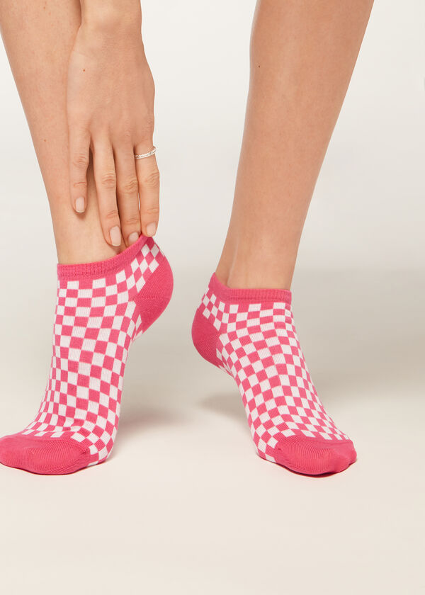 Neviditelné ponožky s kostkovaným vzorem