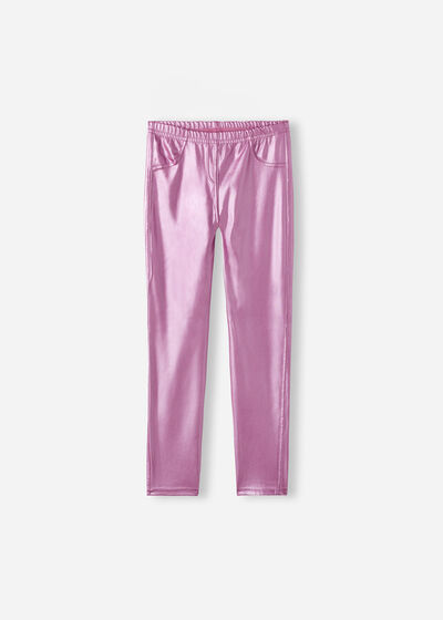 Girls’ Coated-Effect Leggings