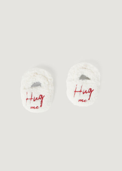 Novorodenecké mäkké papučky s nápisom Hug me